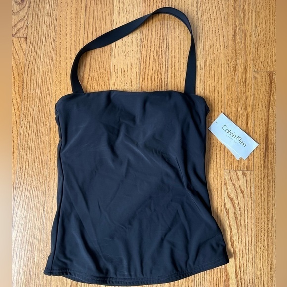 Calvin Klein Swim Tankini Halter Black Top Size 4 - Picture 1 of 3
